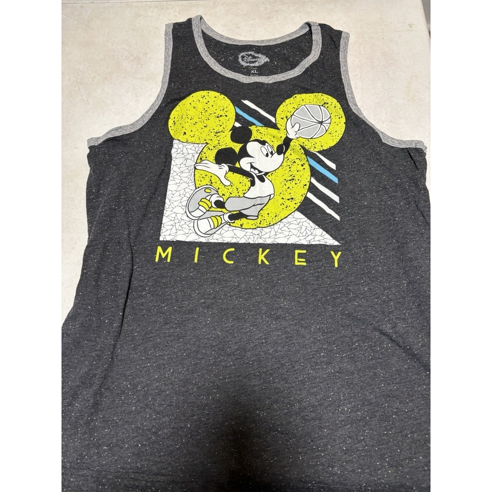 New Disney Mickey Mouse Black Gray Basketball Tank Top Tee T-Shirt - Men's XL